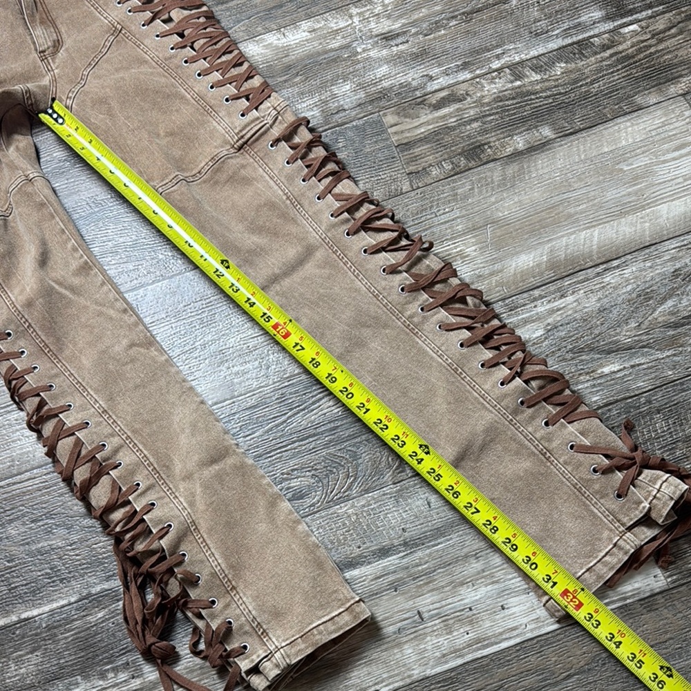 Fashion Nova Tan Lace-Up Pants - Picture 14 of 16